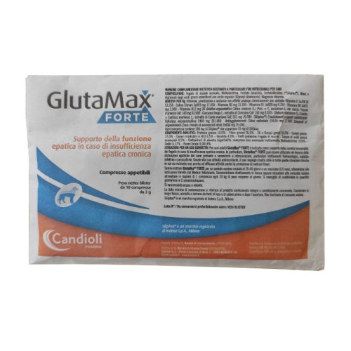 Диетическая добавка Candioli GlutaMax Forte для поддержки печени при хронической печеночной недостаточности у собак, 10 таблеток
