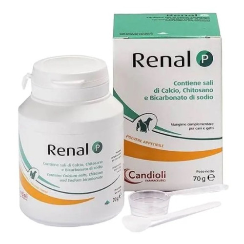 Порошок Candioli Renal P при хронической почечной недостаточности для котов и собак, 70 г