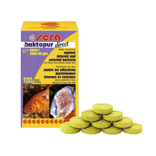Лекарственный препарат для аквариумных рыб Sera Baktopur Direct, 1 таблетка на 50 л. воды