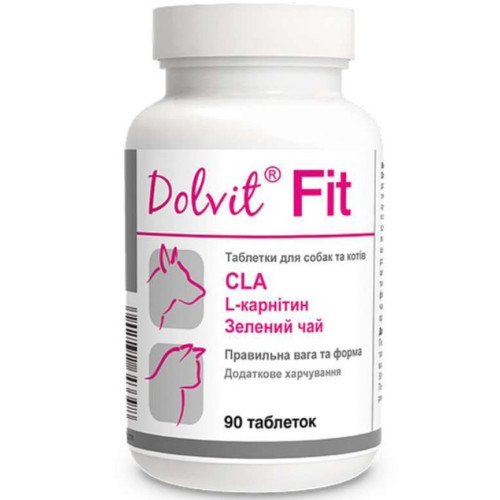Вітамінно-мінеральна добавка Dolfos Dolvit Fit для собак та кішок з надмірною вагою 90 таблеток