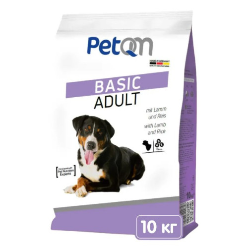 Сухий корм для собак PetQM Dogs Basic Adult with Lamb&Rice, з ягня та рисом, 10 кг