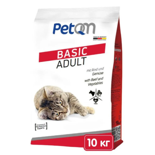 Сухий корм для кішок PetQM Cats Basic with Beef&Vegetables, з яловичиною та овочами, 10 кг