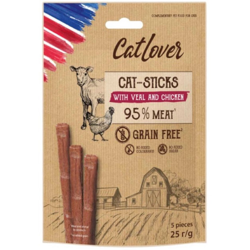 Ласощі для кішок CatLover Sticks veal chicken, з телятиною та куркою, 25 г