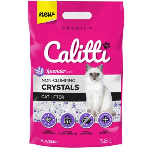 Силикагелевый наполнитель для кошачьего туалета Calitti Crystals Lavender, с лавандой, 3.8 л