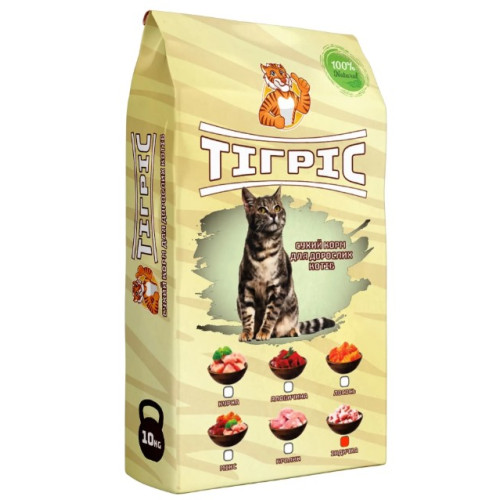 Сухой корм для кошек Тигрис с индейкой 10 кг
