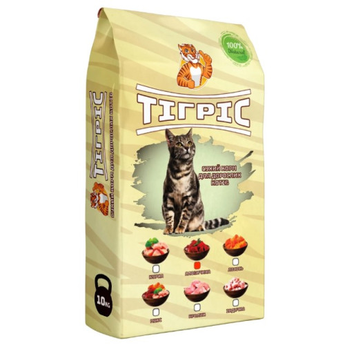 Сухой корм для кошек Тигрис с говядиной 10 кг