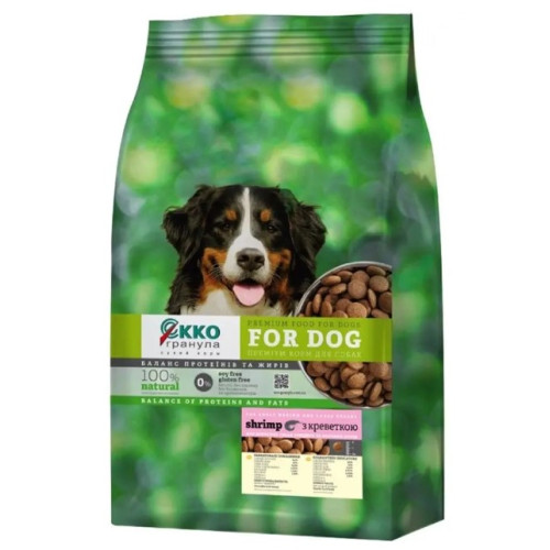 Сухой корм для собак средних и больших пород Екко-Гранула с креветкой 10 кг 