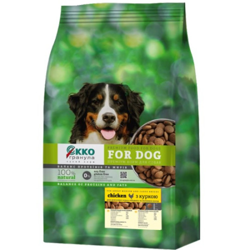 Сухий корм для собак середніх та великих порід Екко-Гранула з куркою шайба 10 кг