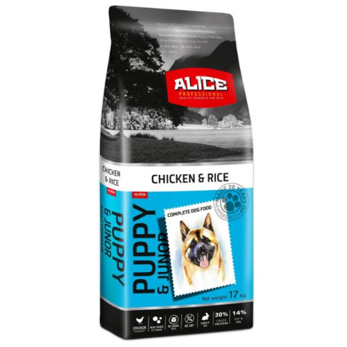 Сухий корм для цуценят Alice Puppy & Junior Chicken and Rice з куркою та рисом 17 кг