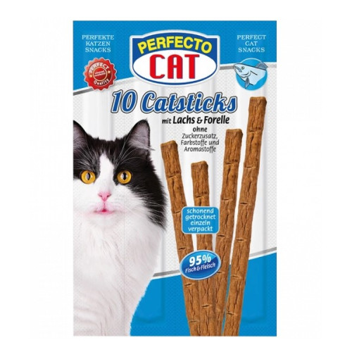 Лакомство для кошек Perfecto Cat мясная палочка со вкусом лосося и форели 55 г