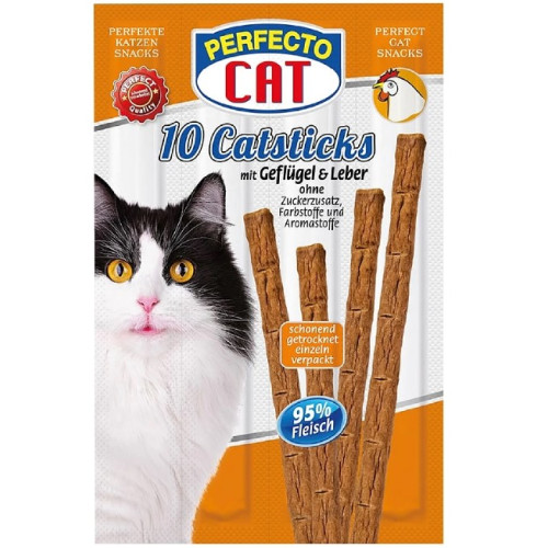 Лакомство для кошек Perfecto Cat мясная палочка со вкусом птицы и печени 55 г