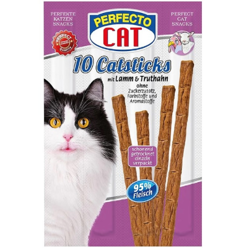 Ласощі для кішок Perfecto Cat м'ясна паличка зі смаком ягняти та індички 55 г