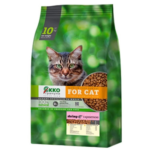 Сухой корм для котов ЕККО-ГРАНУЛА со вкусом креветки 10 кг
