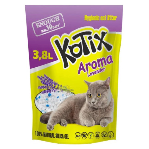 Наполнитель силикагелевый Kotix Lavender для кошек, с ароматом лаванды 3.8 (л)