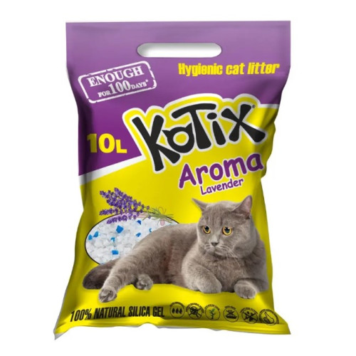 Наполнитель силикагелевый Kotix Lavender для кошек, с ароматом лаванды 10 (л)