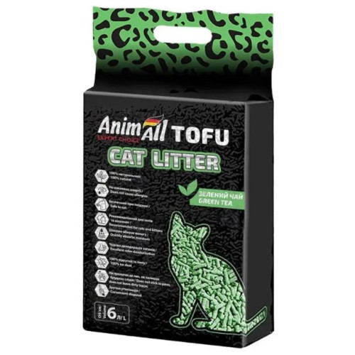 Наполнитель для кошачьего туалета "AnimALL", тофу, с ароматом зеленого чая, 6л
