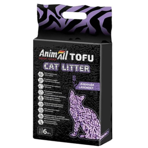 Наполнитель для кошачьего туалета "AnimALL", тофу, с ароматом лаванды, 6л
