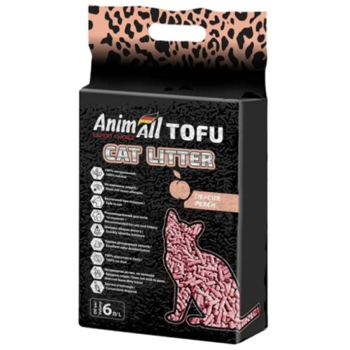 Наполнитель для кошачьего туалета "AnimALL", тофу, с ароматом персика, 6л