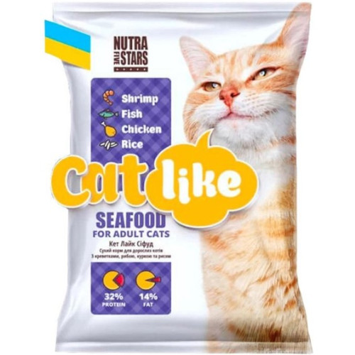 Сухой корм для кошек Nutra 5 Stars Cat like Seafood с креветкой, курицей, рыбой и рисом 10 кг