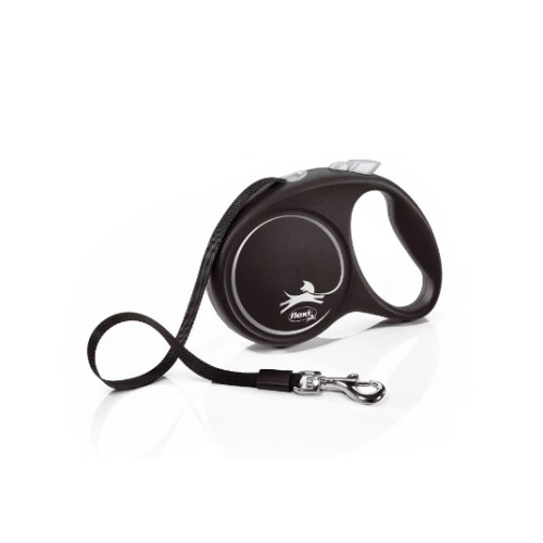 Поводок-рулетка Flexi Black Design для собак L, лента 5 м до 50 кг Gray