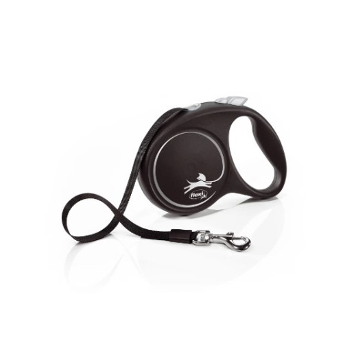 Поводок-рулетка Flexi Black Design для собак M, лента 5 м до 25 кг Gray