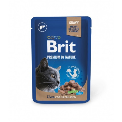 Влажный корм Brit Premium Sterilised pouch для стерилизованных кошек, печень, 100 г