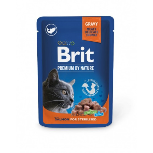 Вологий корм Brit Premium Sterilised pouch для стерилізованих кішок, лосось, 100 г