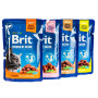 Вологий корм для котів Brit Premium Sterilised pouch Сімейна тарілка асорті 4 смаки, 1200 г