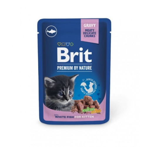 Вологий корм для кошенят Brit Premium pouch 100 г - біла риба