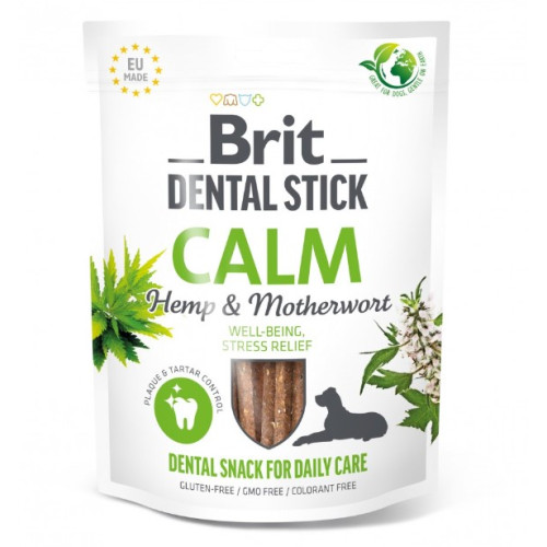 Лакомства для собак Brit Dental Stick Calm успокаивающее, конопля и пустырник, 7 шт, 251 г