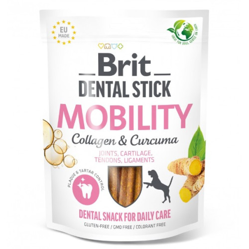 Лакомства для собак Brit Dental Stick Mobility для суставов, коллаген и куркума, 7 шт, 251 г