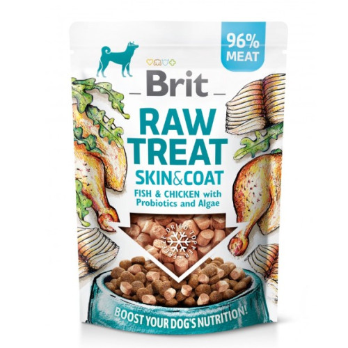 Ласощі для собак Brit Raw Treat freeze-dried Skin and Coat для шкіри та вовни, риба та курка, 40 г