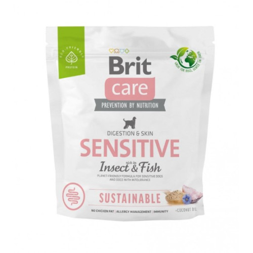 Сухий корм Brit Care Dog Sustainable Sensitive для собак з чутливим травленням, з рибою та комахами, 1 кг