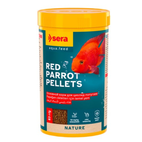 Корм Sera Red Parrot для усиления окраса рыб (красных попугаев), гранулы, 250 мл