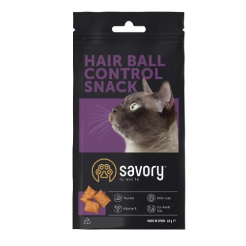 Ласощі для котів Savory Snack Hair-ball Control 60 г (подушечки для контролю утворення вовняних грудочок)