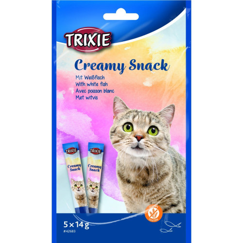 Лакомство для кошек Trixie Creamy Snacks из белой рыбы 5 шт х 14 г