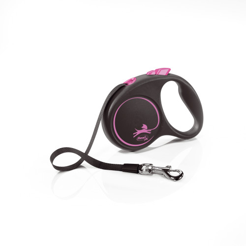 Рулетка Flexi для собак до 15 кг BLACK DESIGN лента розовый S 5м