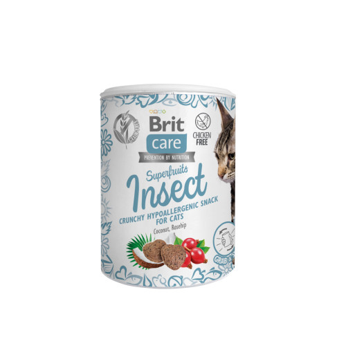 Лакомства  Brit Care Superfruits Insect для котов с чувствительным пищеварением, с насекомыми, 100 г