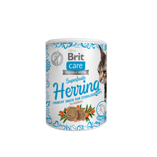 Лакомства Brit Care Superfruits Herring для стерилизованных котов, с селедкой, 100 г