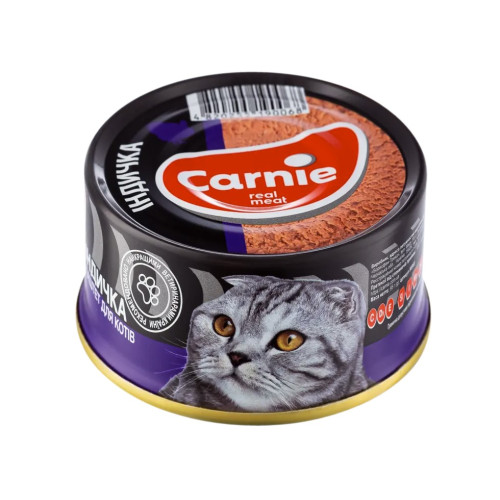 Вологий корм для котів Carnie Паштет м'ясний, з індичкою, 90 г