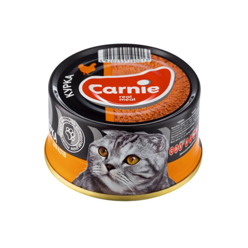 Вологий корм для котів Carnie Паштет м'ясний, з куркою, 90 г