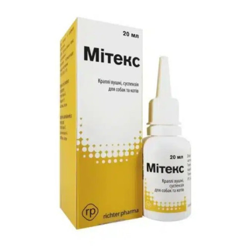  Капли ушные для кошек и собак Richter Pharma Митекс суспензия - 20 мл.