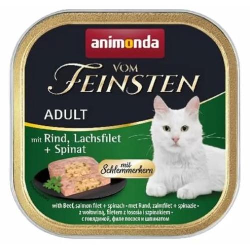 Вологий корм для котів Animonda Vom Feinsten Adult mit Rind Lachsfilet + Spinat з яловичиною,філем лосося та шпинатом, 100г