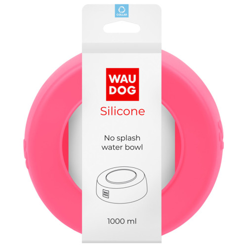 Миска-непроливайка WAUDOG Silicone для животных, 1 л, розовая