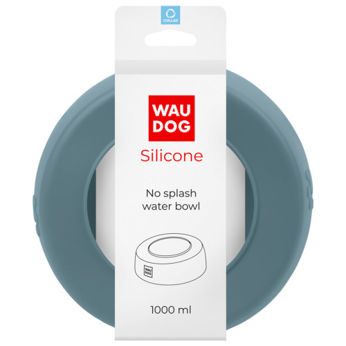 Миска-непроливайка WAUDOG Silicone для тварин, 1 л, сіра