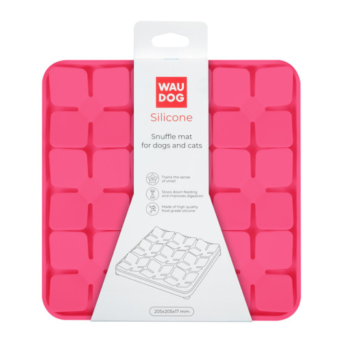 Килимок для пошуку корму WAUDOG Silicone для котів та собак, 20,5х20,5х1,7 см, рожевий