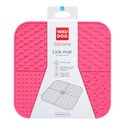 Килимок для злизування WAUDOG Silicone для котів та собак, 19х19х1 см, рожевий