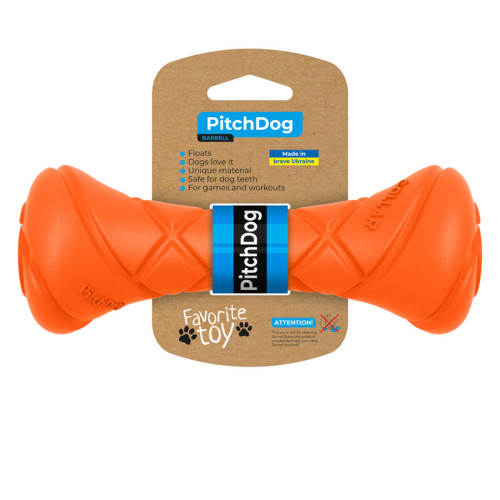 Игровая гантель для апортировки PitchDog, 19 см, оранжевая