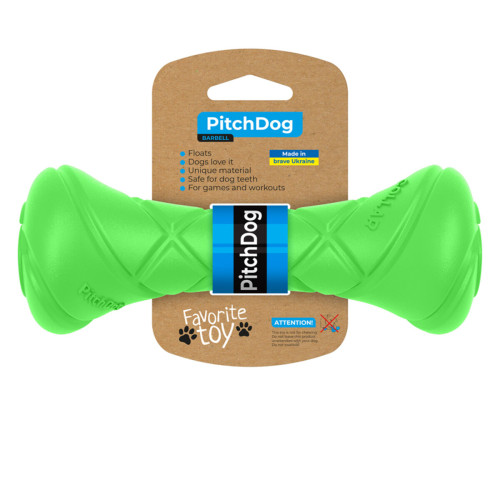 Игровая гантель для апартовки PitchDog, 19 см, салатовая