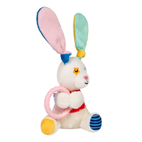 Игрушка для собак Зайчик с кольцом и пищалкой GiGwi Plush, 16 см